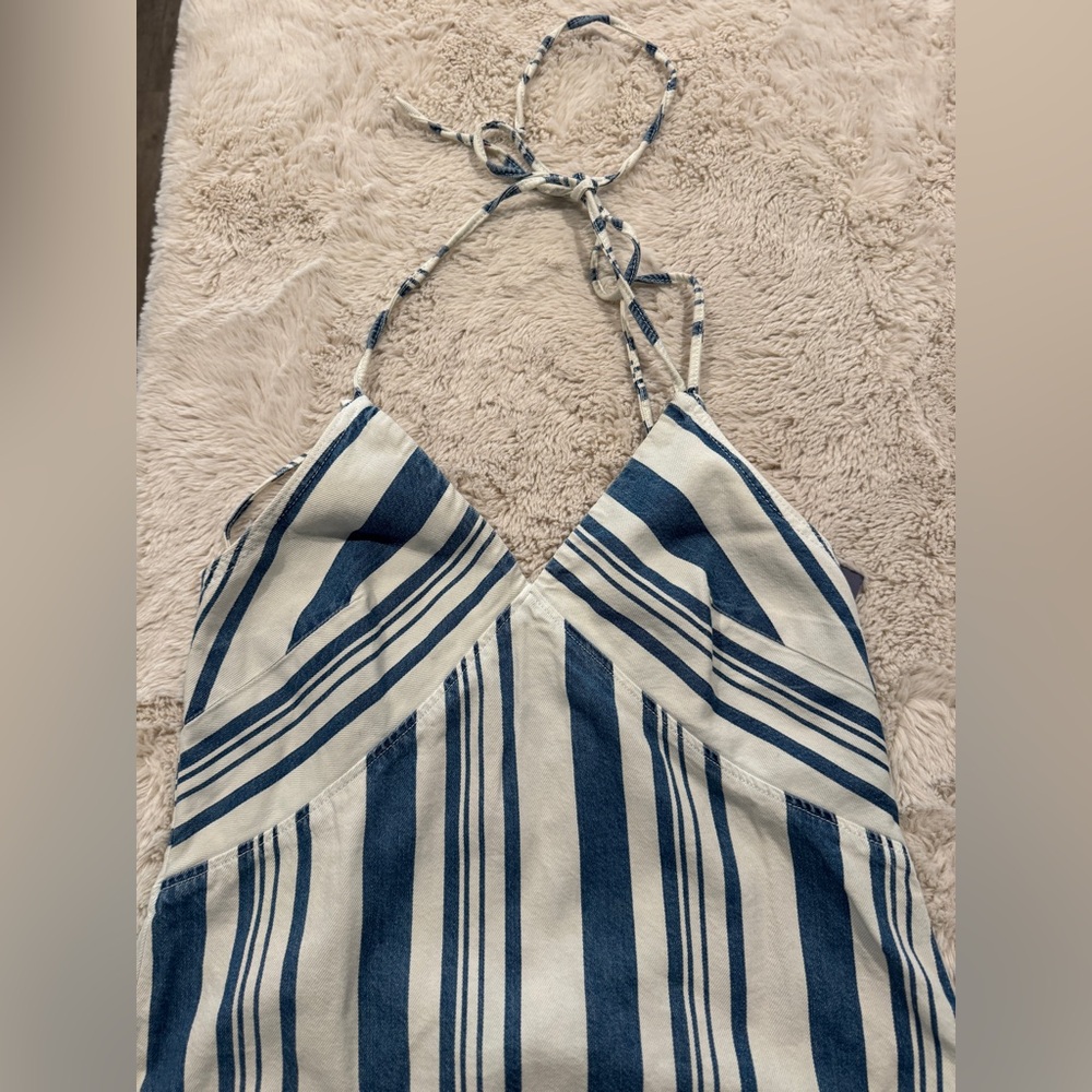 Striped Blue and White denim top